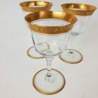 Set of 3 Italian Crystal w/Gold Encrusted Swag Rim Wine Goblets 5.25"H X 3"W