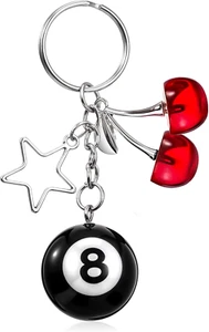 8 Ball Schlüsselanhänger Pool Ball Schlüsselanhänger Kirsche Acht Ball Schlüssel - Bild 1 von 7