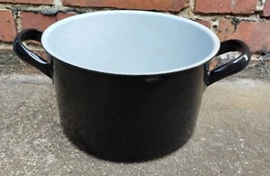 Großer Topf Emaille Emailletopf Pflanzgefäß Garten Deko Schwarz Bepflanzung  - Bild 1 von 8