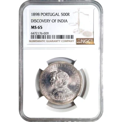 1898 Portugal 500 Reis, NGC MS 65, Discovery of India, Attractive - Image 1 of 2
