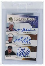 2008-09 SP Authentic Mario Lemieux Messier Bourque Triple 23/25 Auto Autograph