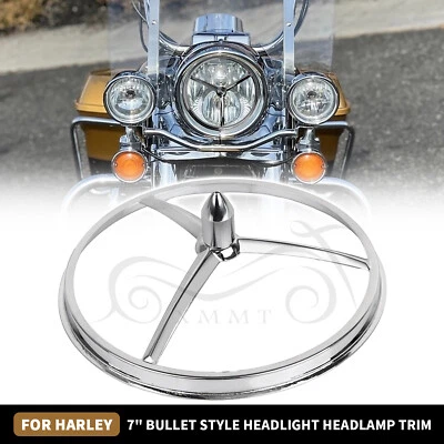 Tapicería de faros estilo bala cromada de 7" para Harley Road King EFI FLHRI Street Glide Foto 1 de 4