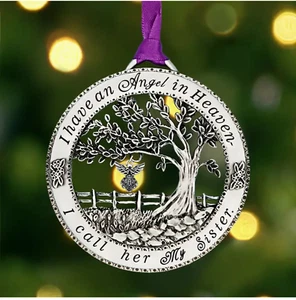 Zinc Alloy Tree Of Life Ornament, Honor Your Sister, Your Angel, Gift-Wrapped - Picture 1 of 3
