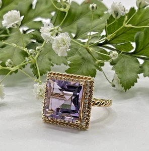 18kt Yellow Gold Amethyst Ring Sz 6.5 - Picture 1 of 12