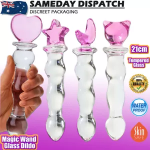 Crystal Glass Dildo Dong Magic Wand Thruster Anal Plug Vagina GSpot Sex Toy - Picture 1 of 12