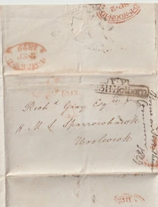 1829 TP 223 HIGH HOLBORN LONDRA LETTERA A RICHARD GRIGIO HMS SPARROWHAWK WOOLWICH - Foto 1 di 3