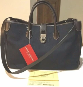 Dooney & Bourke Limited Edition Donegal Crest & Leather Tote, Navy Blue - Picture 1 of 4