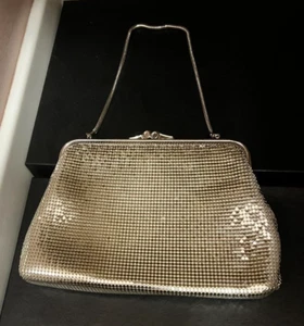 Vtg Oromesh Silver Purse Handbag Whiting and Davis 1950s Snake Chain Strap - Picture 1 of 10