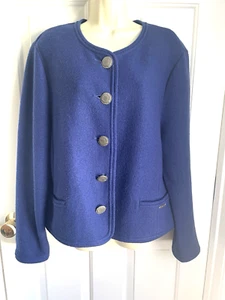 Chaqueta Cárdigan Geiger Austria Lana Hervida Azul Real talla XL 46 Botones Ornamentados - Imagen 1 de 10