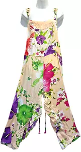 Neu mit Etikett FUNKY STUFF Hawaii Blumen Patch Viskose Capri OVERALL PULLOVER JUMPSUIT 36W - Bild 1 von 5