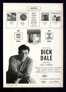 Rare! DICK DALE and his DEL-TONES orig. 1964 vintage 10x14-inch poster - Picture 1 of 1