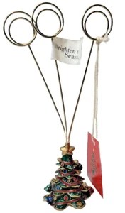Picture or Card Holder Paperweight Enamel Christmas Tree Figurine New 7'' - Picture 1 of 5