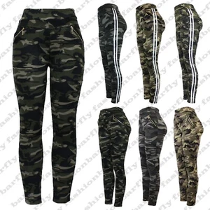 New Ladies Women Camouflage Army Zip Stretchy Pull On Jeggings Legging Size 8-20 - Picture 1 of 8