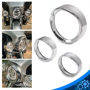 For Harley 7" Headlight Lights 4.5" Passing Fog Lamp Visor Trim Ring Bezel Cover - Picture 1 of 13
