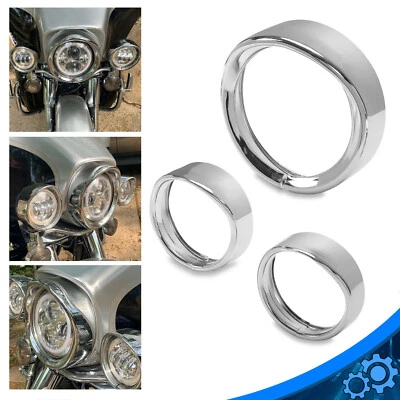 For Harley 7" Headlight Lights 4.5" Passing Fog Lamp Visor Trim Ring Bezel Cover - Image 1 of 4