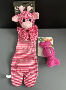 2 Pink Dog Toys Interactive Play Indoor & Outdoor Tug Toss Fetch Dog Toys NEW - Picture 1 of 8