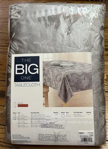 The Big One Fall Gray with Leaf/Leaves 60x84 Oblong Fabric Tablecloth - Picture 1 of 3