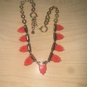 Stella & Dot Hot Pink EYE CANDY Bib Necklace Faceted Gold Tone Statement 16” - Picture 1 of 3