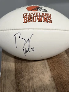 Brodney Pool Cleveland Browns autografo calcio NFL Baden mezzo pannello bianco - Foto 1 di 3