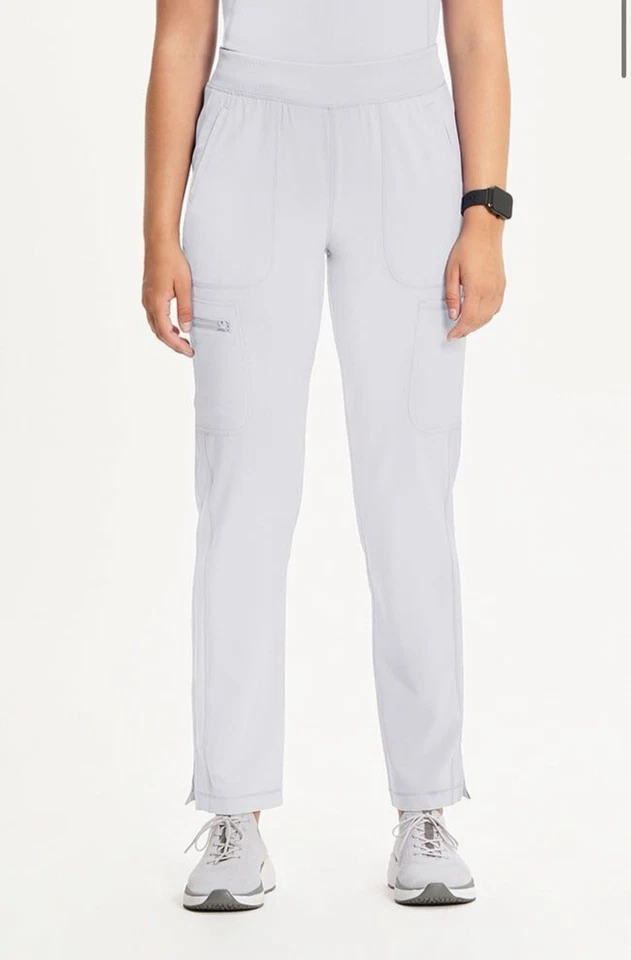 Infinity Women's Mid Rise Tapered Leg PullOn ScrubPant  XS White NEWFREESHIPPING - Image 1 of 4