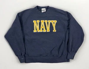 Felpa militare navale USN vintage United Stated blu navy invecchiato anni 90 XL - Foto 1 di 8