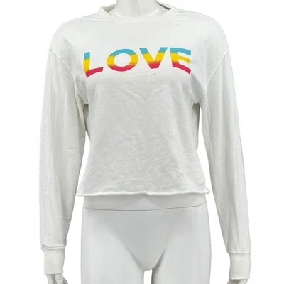 Spiritual Gangster Sweatshirt Womens XS White Love Rainbow Graphic Casual Lounge - Image 1 of 4