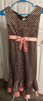 Justice Girls dress size 16, Polka Dot With Pink Ribbon Pre Owned - Image 1 of 4