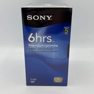 Confezione da 5 nastri VCR vuoti Sony Premium Grade T-120 VR 6 ore sigillati - Foto 1 di 2