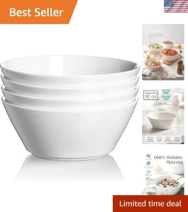 Large Soup Bowls Set of 4 White Ceramic 32 OZ Ramen Cereal Pasta Salad - Picture 1 of 10