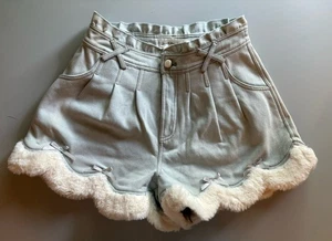 Pantalones Cortos Denim Bobon21 Jnorii Piel Recortada Arco Corazones Festoneados Talla L (28W) - Imagen 1 de 10