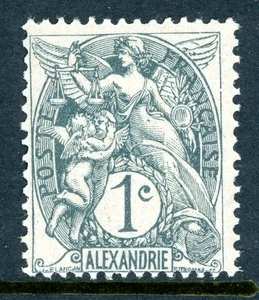 France Colonies 1902 Alexandria 1¢ Slate Scott #16b Mint O237 - Picture 1 of 6