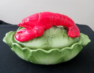 Cuenco de hoja de puré de langosta grande vintage Brad Keeler de 11" excelente estado años 50 - Imagen 1 de 15