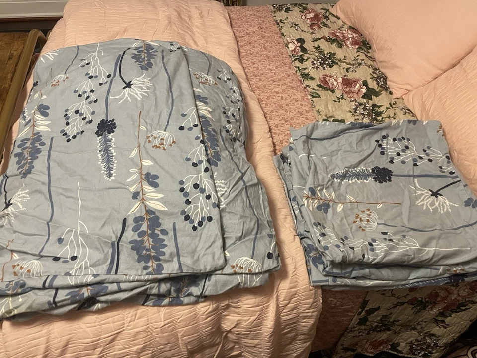 Funda nórdica Garnet Hill High Line franela king/cal king + 3 fundas king, azul Foto 1 de 4