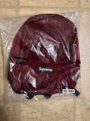 NUEVA Mochila Supreme Terciopelo Rojo Leopardo Foto 1 de 4