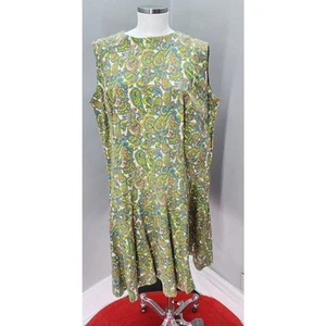 60s Vintage Handmade Drop Waist Mod Paisley Dress - XXL - Picture 1 of 7
