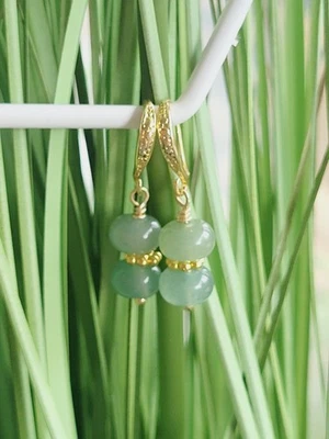 Aventurin Edelstein Hängeohrringe Handgemachte Ohrringe 18K Vergoldet - Bild 1 von 4