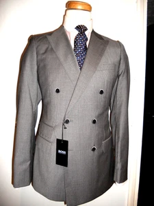Hugo Boss Super100 cloth Peak Lapel Double Brested Suit Size UK 40R"EUR 50R"w34 - Picture 1 of 19
