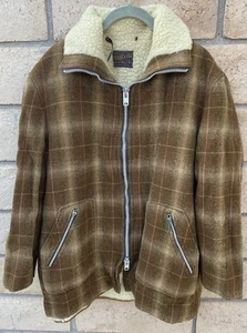 Vintage Pendleton Coat Jacket Talon Zipper Plaid Wool Worn Distressed From Wear - Picture 1 of 24