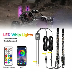 Pair 1FT RGB Spiral LED Whip Light Multi-functional APP & Remote for ATV UTV 12V - Picture 1 of 12