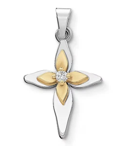 James Avery Light of Christ Cross With Diamond and 14K Gold Pendant- New In Box - Picture 1 of 2