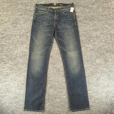 7 For All Mankind Jeans Mens 32 Blue Slimmy Straight Streetwear Pants NWT Y2K - Image 1 of 4