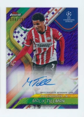 Tarjeta autografiada 94/199 Malik Tillman Topps Finest Purple Shimmer PSV 2024-25 Foto 1 de 3