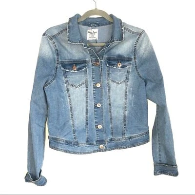 Love Tree Light Distressed Denim Jean Jacket Women’s Size Small - Image 1 of 4