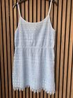 womans H & M Baby Blue Lined embroidery Mini  dress size L