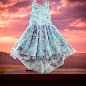 Zunie Girls Floral Knee Length Lined Layered Sleeveless Floral Dress Sz XL 14/16 - Picture 1 of 8