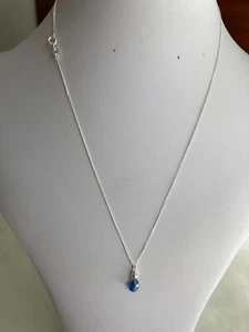 Kyanite Top Drilled Teardrop & Sterling Silver Bead on an 18" 925 Curb Chain - Picture 1 of 5
