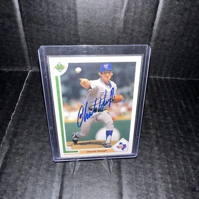 Charlie Hough Signed 1991 Upper Deck #313 Texas Rangers Auto AU Baseball Card - Image 1 of 4