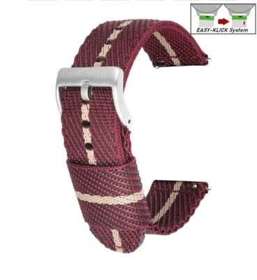 GEO-STRAPS Correa de reloj Easy-Klick Canvas-Nylon Textil Modelo Punch Rojo-Beige 18 mm