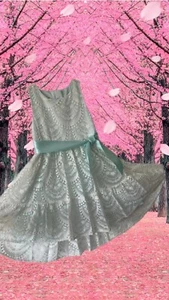 Monsoon Girls Formal Asymmetrical Soft Lace Dress w Belt; Age 4 Years, - Picture 1 of 5