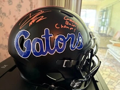 D. J. LAGWAY FLORIDA GATORS SIGNED BLACK SATIN FULL SIZE REP HELMET 2 SCRIPTS1 - Image 1 of 4